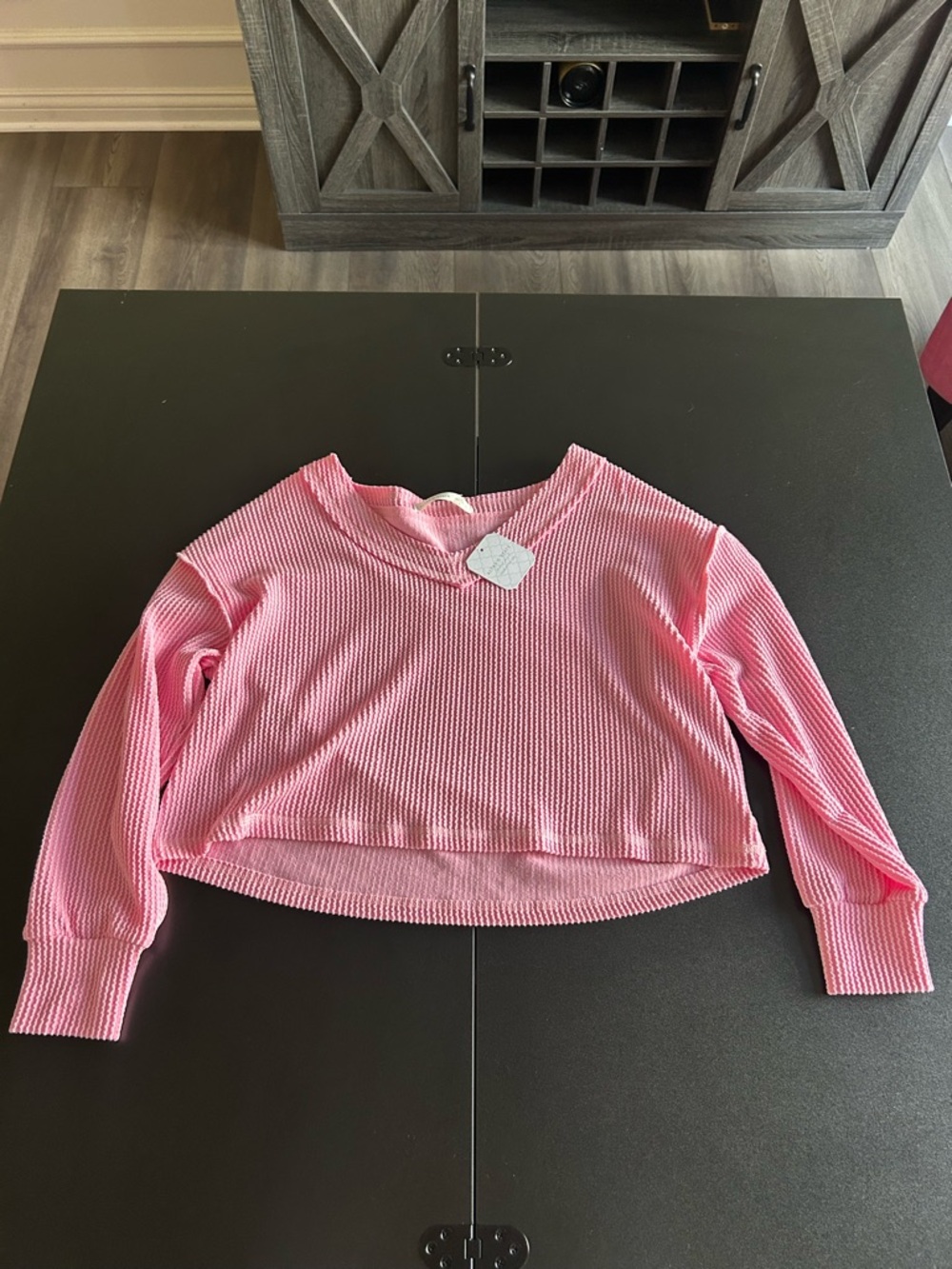 Altar'd State Pink Waffle-Knit Crop Top